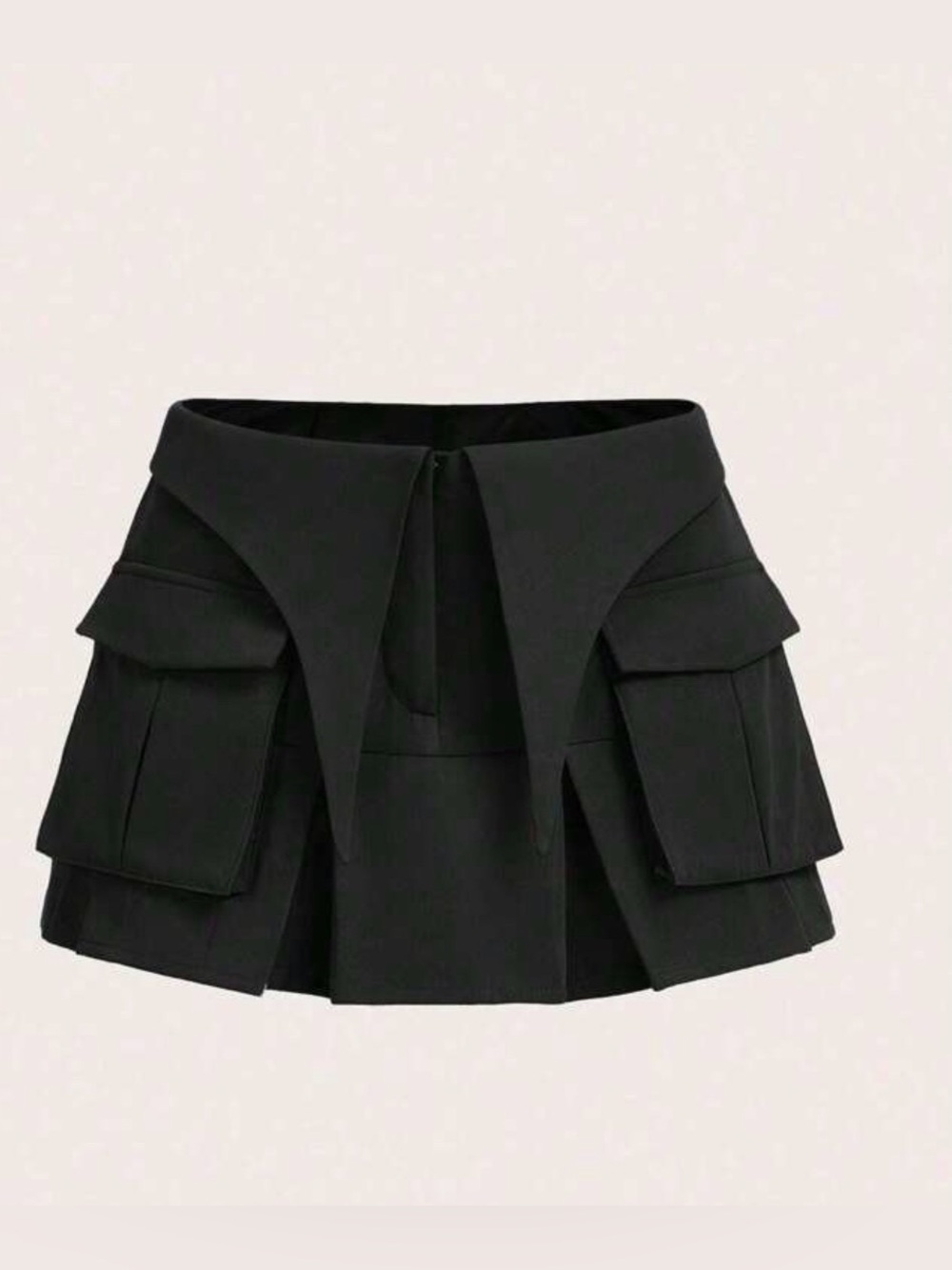 Structured Black Mini Skirt with Utility Pockets